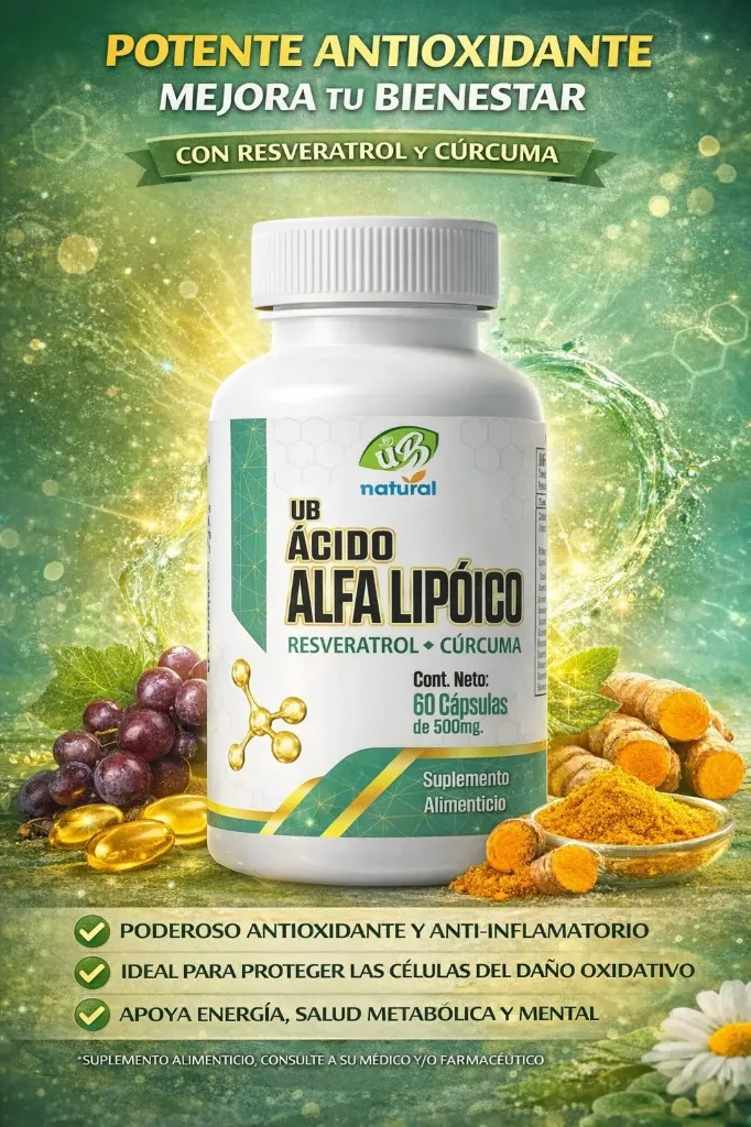 UB ÁCIDO ALFA LIPOICO - Antioxidante Resveratrol y Cúrcuma
